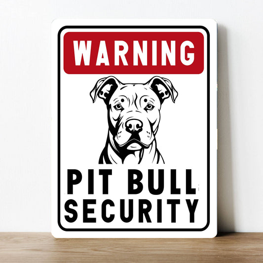 Warning Pit Bull Security | Metal Sign Plaque
