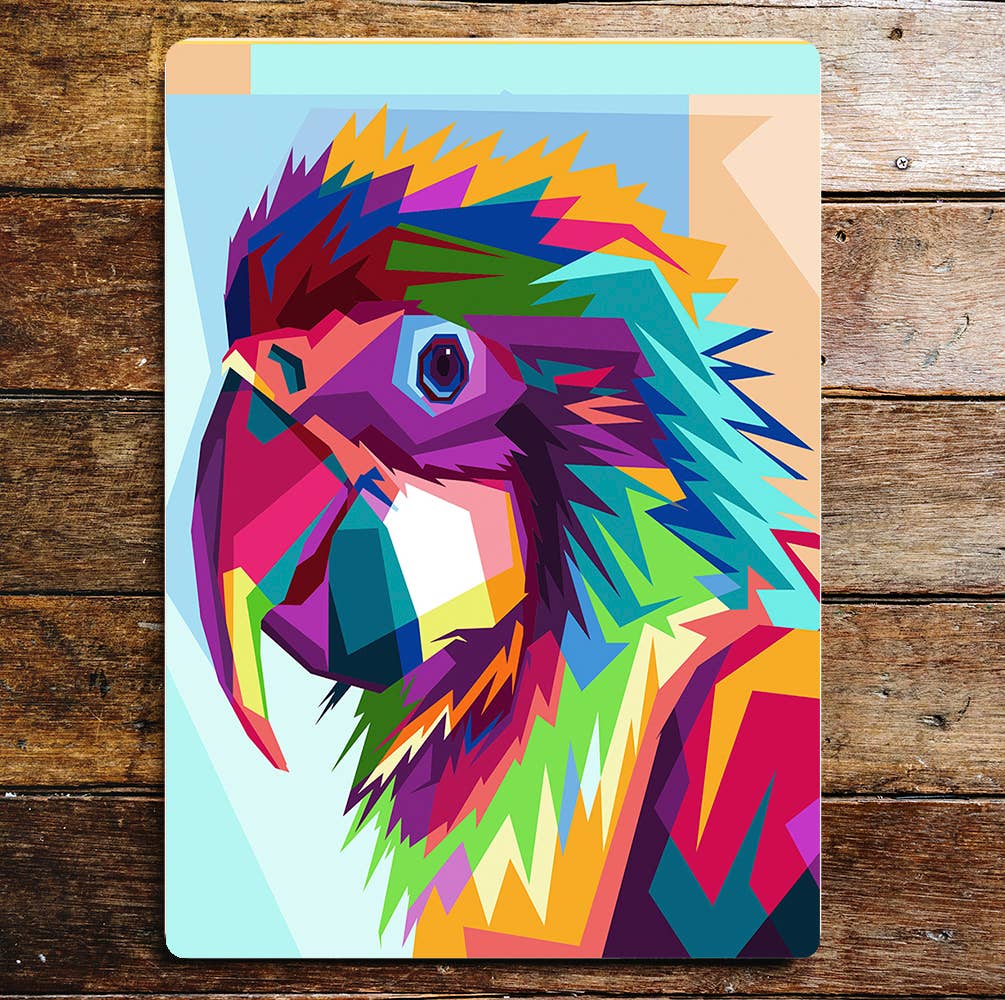 Multicoloured Parrot Portrait | Metal Sign Plaque