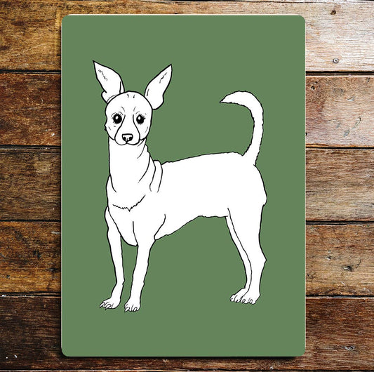 Chihuahua Dog Green And White | Metal Wall Sign Plaque