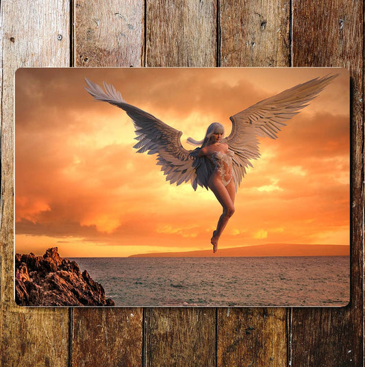 Angel Wings Night Sky | Metal Wall Sign