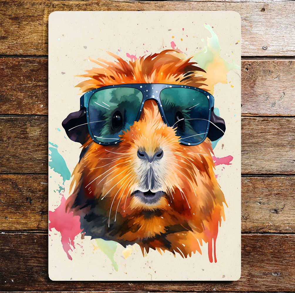 Cool Guinea Pig Pet Art | Metal Sign Plaque