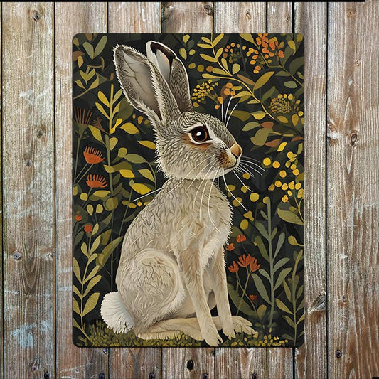 Gray Hare Amidst Minimalist Scandinavian | Metal Sign Plaque