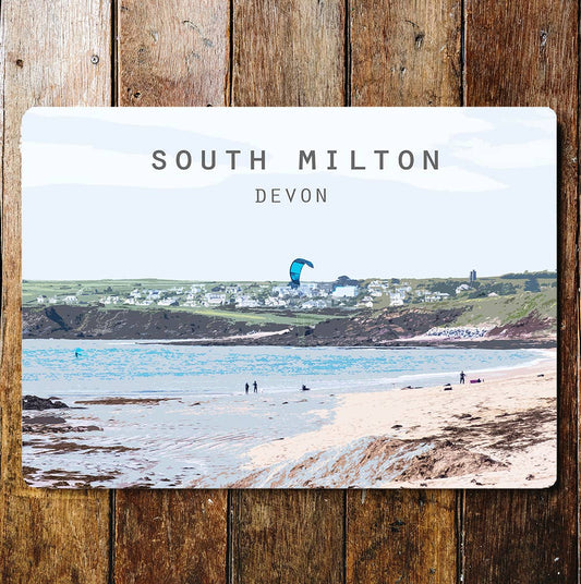 south milton Beach Devon Travel Metal Wall Sign Plaque