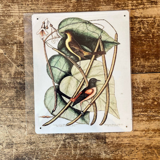 Bird Branch Botanical Leaves | Metal Botanical Wall Sign