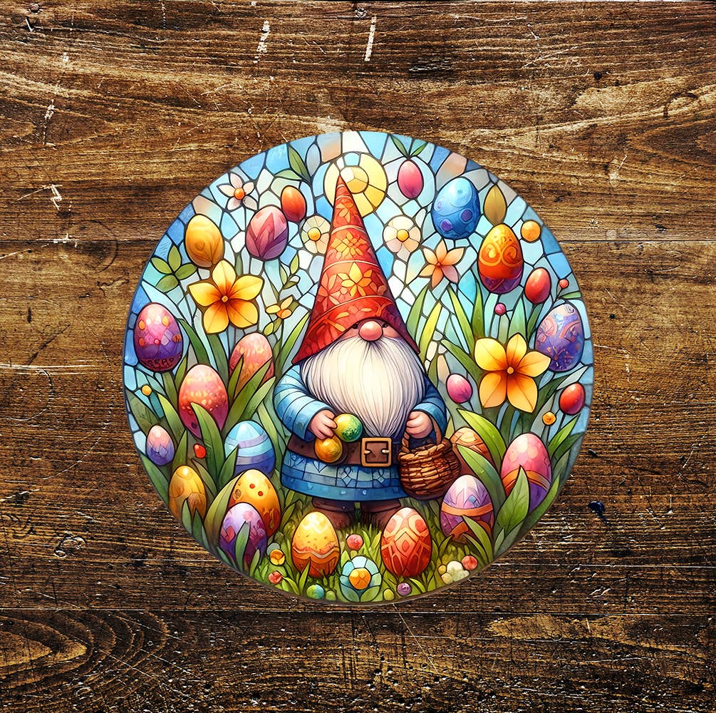 Easter Egg Gonk Stained Glass affect Metal Sign Circle