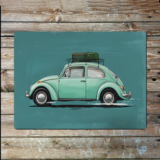 Vintage Mint Green Car | Metal Sign Plaque
