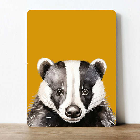 Mustard Badger Autumn Fall | Metal Sign Plaque