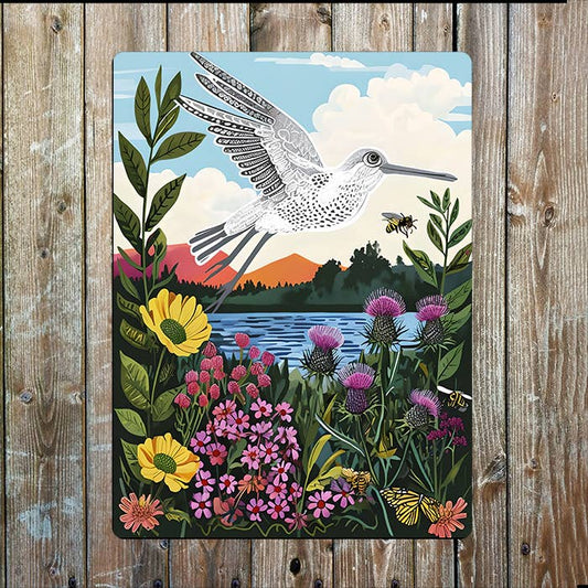 Vibrant Beach Folk Art Flower Sea Nautical | Metal Sign Plaque