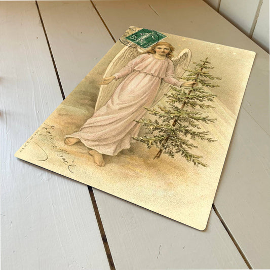 Vintage Angel Christmas Tree | Metal Advertising Wall Sign