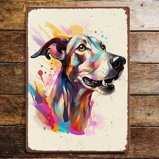 Greyhound Colour Splash Art | Metal Sign Plaque