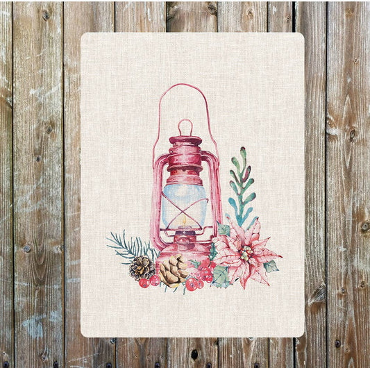 Christmas Gas Lamp Red Flower Berries | Metal Sign Plaque