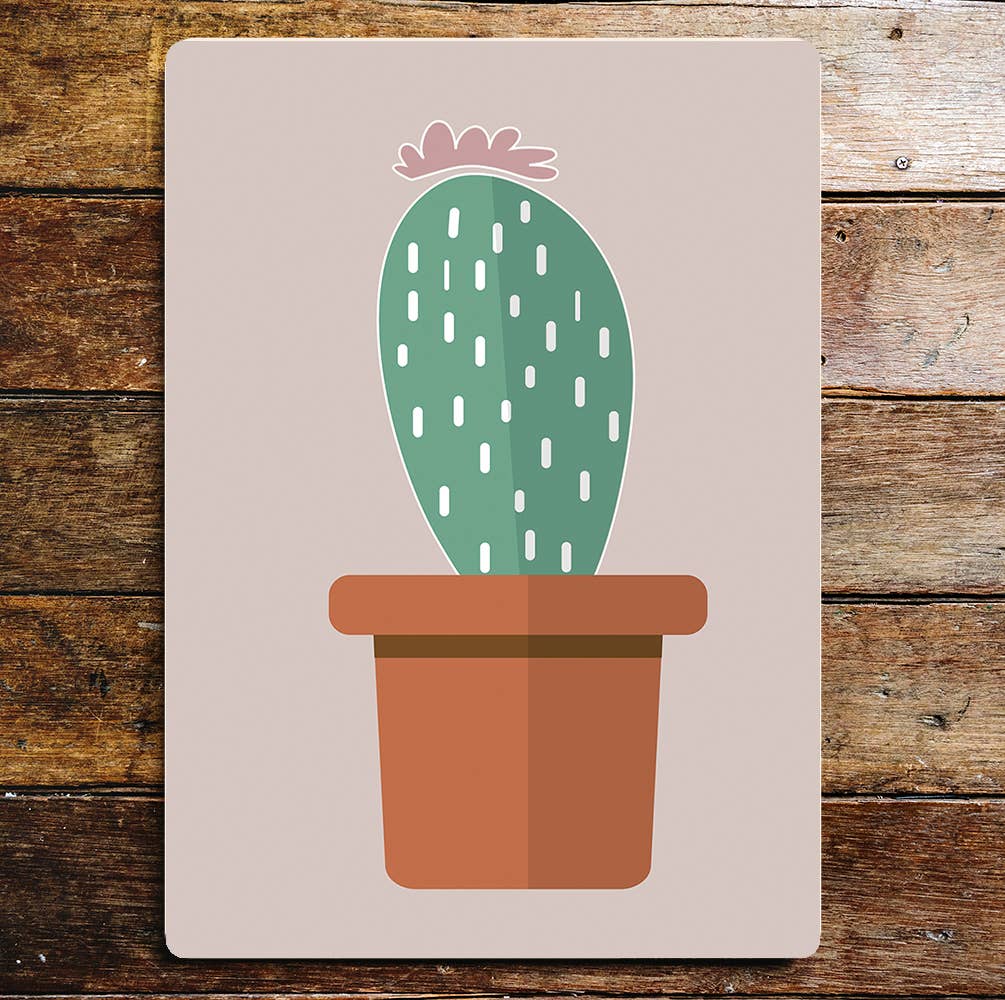 Cactus In Plant Pot | Metal Sign Plaque