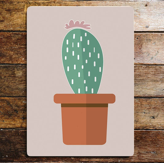 Cactus In Plant Pot | Metal Sign Plaque