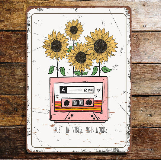 Trust In Vibes Not Words Flowers | Metal Wall Sign Plaque