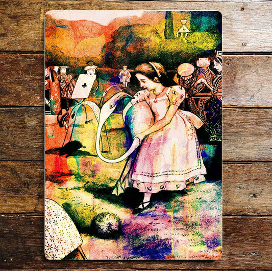 Alice in Wonderland Tea Party Flamingo | Metal Sign Plaque