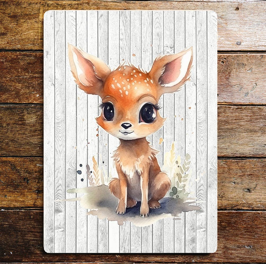 Baby Deer Fawn Cute Nature Art | Metal Sign Plaque