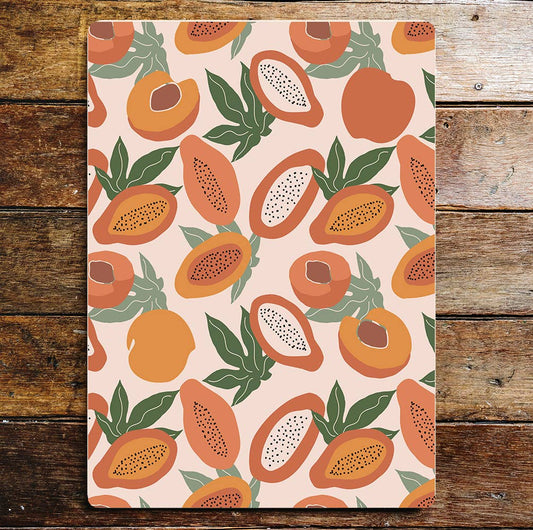 Papaya and peach pattern kitchen Metal Wall Sign
