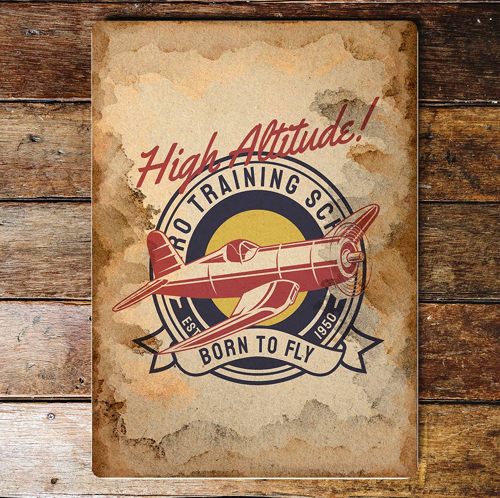 high altitude born to fly plane | Metal Wall Sign Plaque