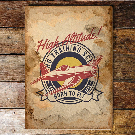 high altitude born to fly plane | Metal Wall Sign Plaque