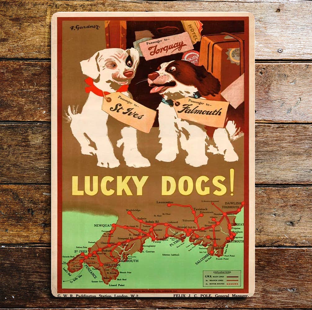 Lucky Dogs GWR Rail | Metal Travel Wall Sign