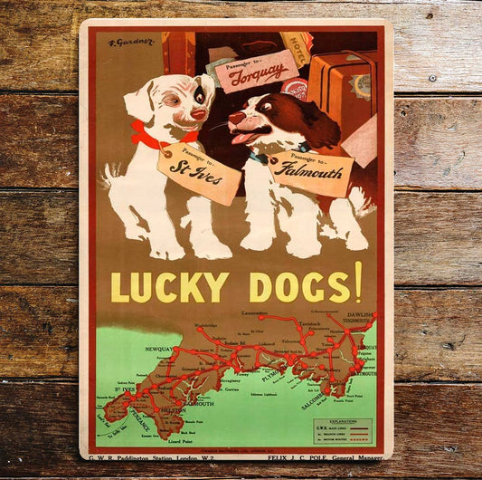 Lucky Dogs GWR Rail | Metal Travel Wall Sign
