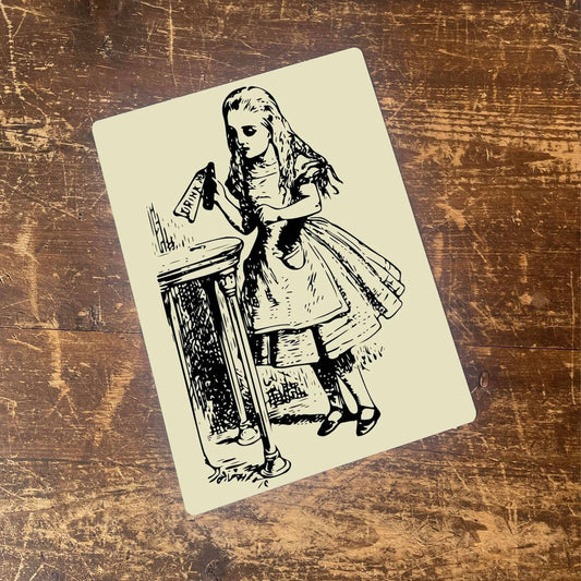 Alice in wonderland Drink Me Illustration | Metal Sign