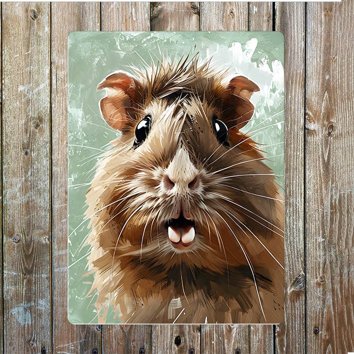 Painting Of A Guinea Pig Metal Sign Plaque