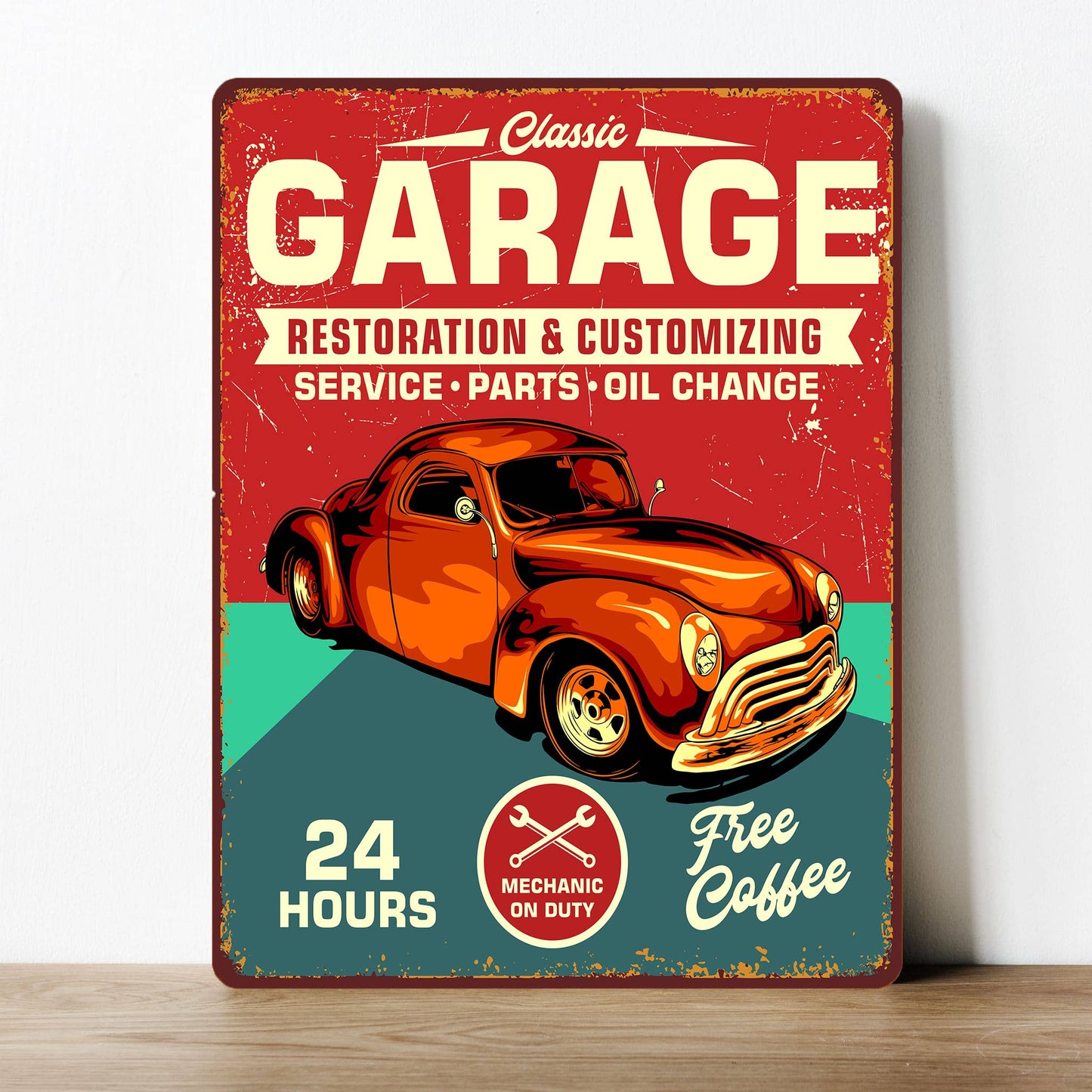 Classic Garage Service Parts Car | Metal Sign Plaque