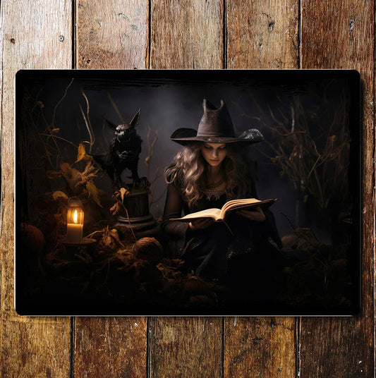 Halloween Witchcraft Spooky Landscape | Metal Sign Plaque