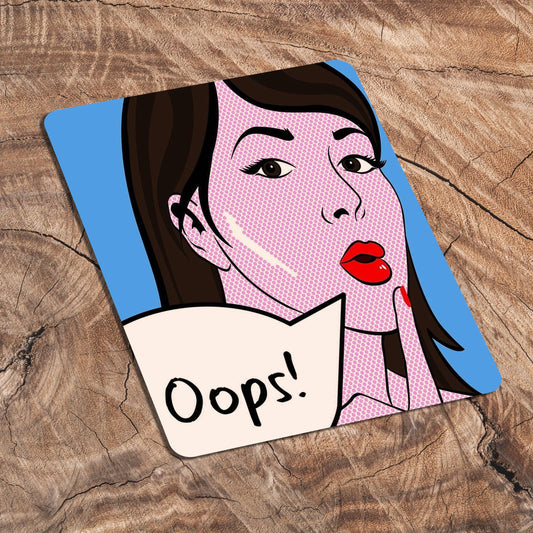 Pop Art Comic Style Face Oops Metal Sign