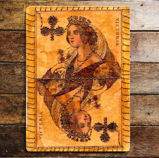 Vintage Playing Card Queen Of Clubs | Metal Sign