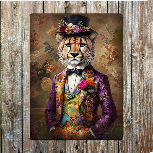 Cheeta In Victorian Suit | Metal Sign Plaque