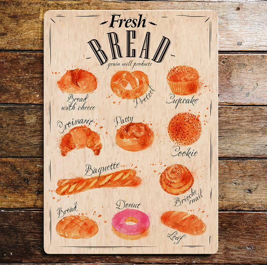 Fresh Bread Bakery Kitchen | Metal Vintage Wall Sign