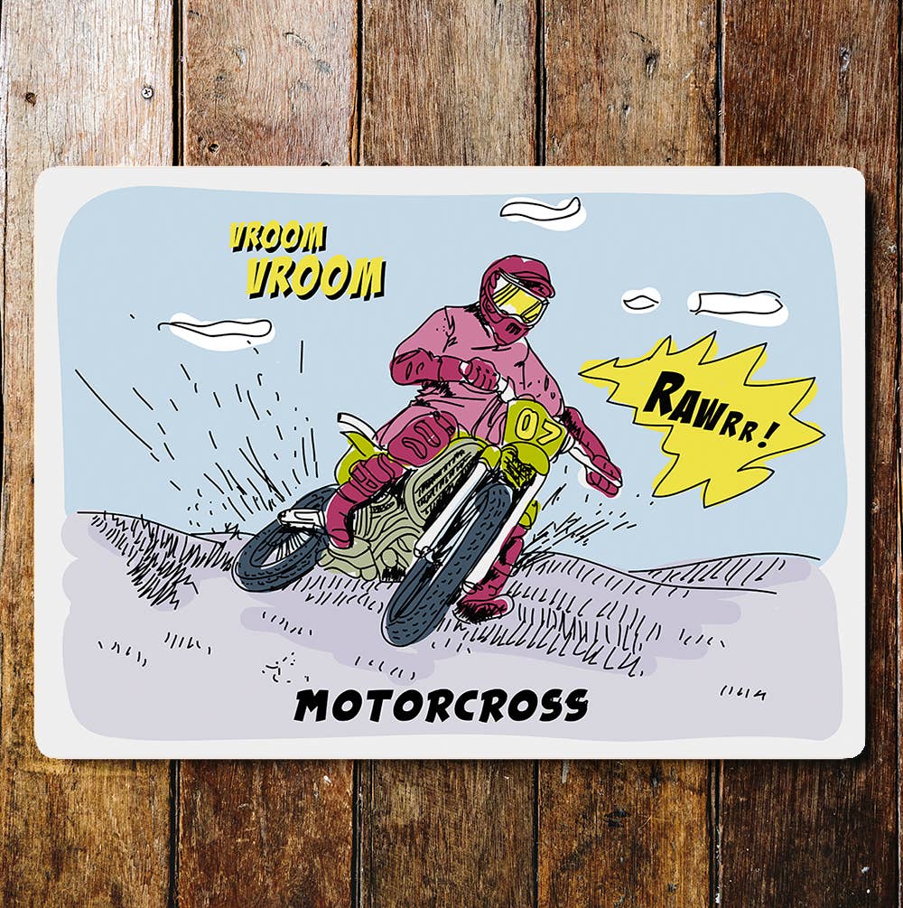 Motocross Motorbike Dirt Bike Mud Vroom | Metal Sign Plaque