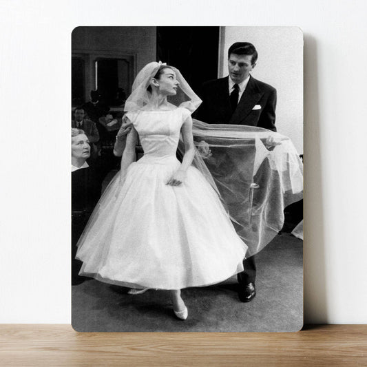 Audrey Hepburn Model pose Wedding day | Metal Wall Sign