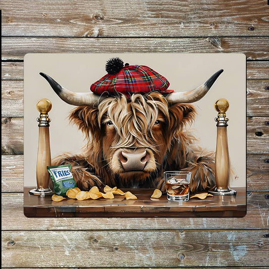 Highland Cow Rustic Bar Pub Scotland | Metal Sign Plaque