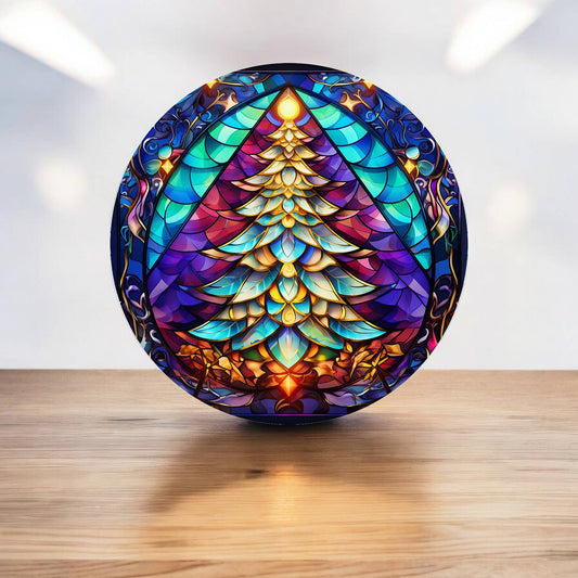 Christmas Tree Night Dark Light Purple Circle Metal Sign
