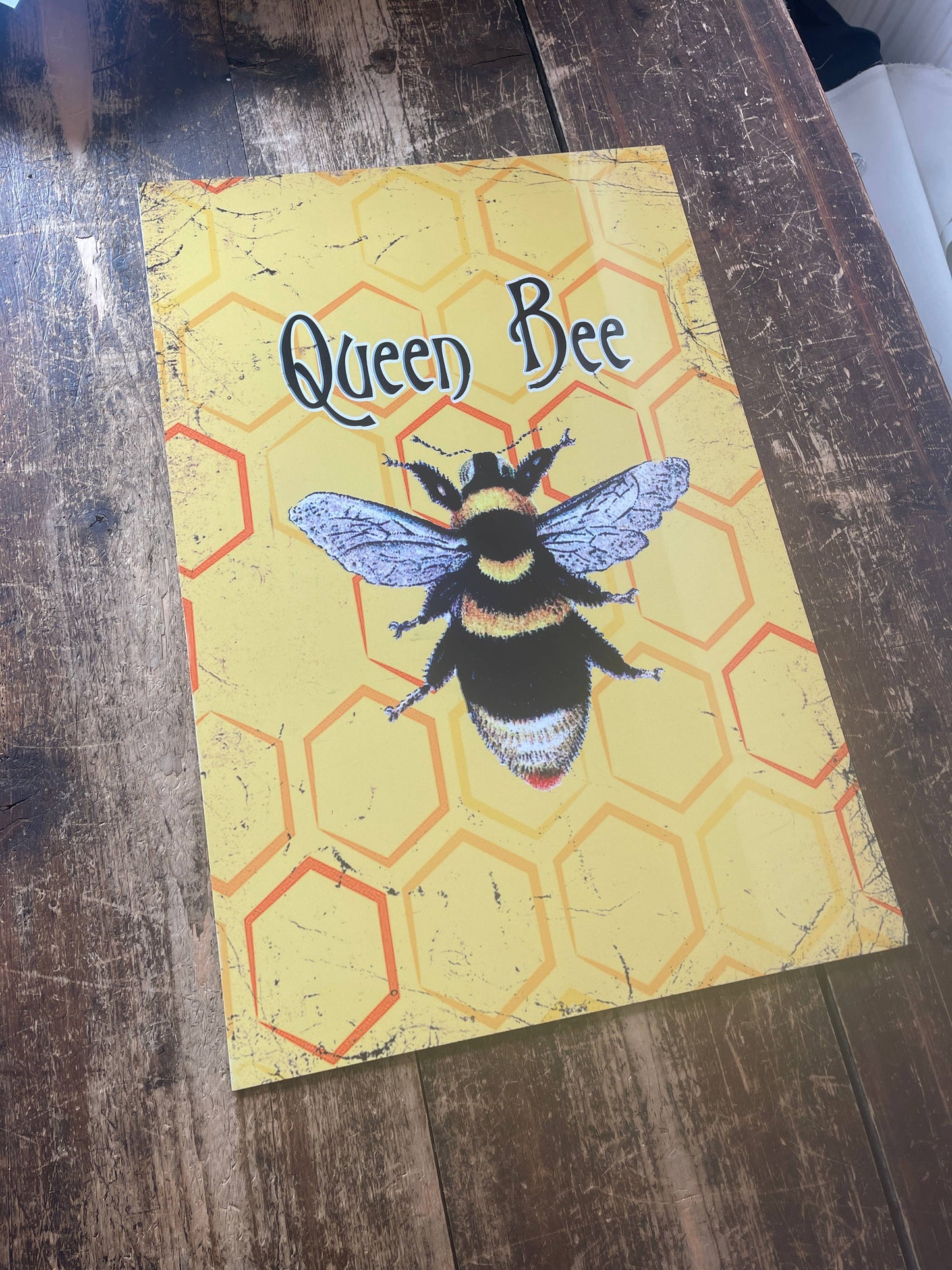 Queen Bee Insect Metal Botanical Wall Sign