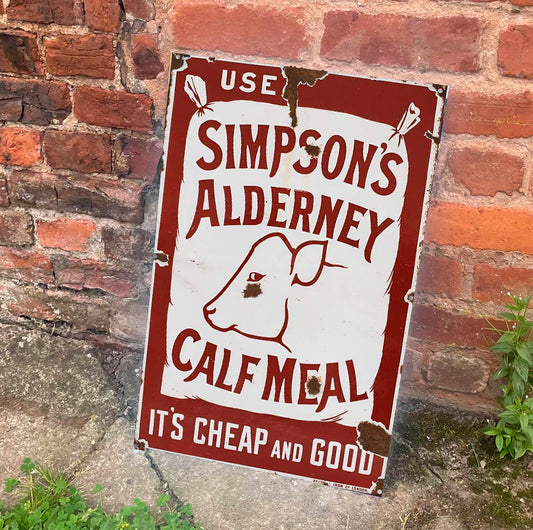 Use Simpson's Alderney Calf Meal Cheap | Metal Sign Plaque