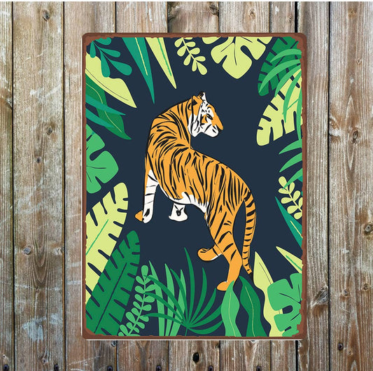 Tiger Safari jungle India purple Metal Sign Plaque