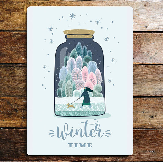 Ski Winter Christmas Winter Time Metal Sign Plaque