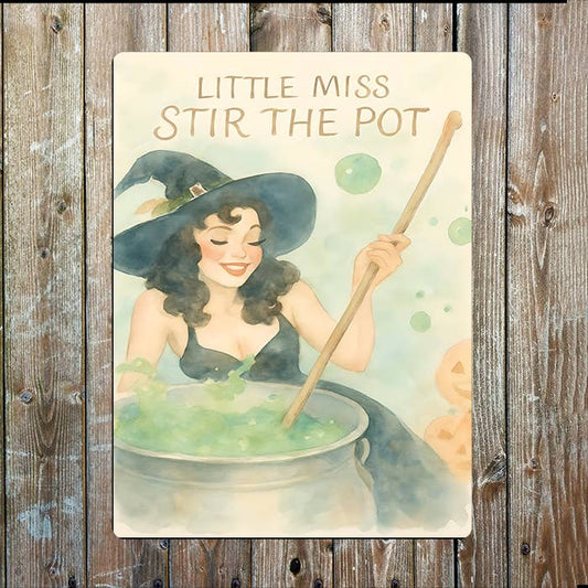 Little Miss Stir The Pot | Watercolour | Metal Sign Plaque