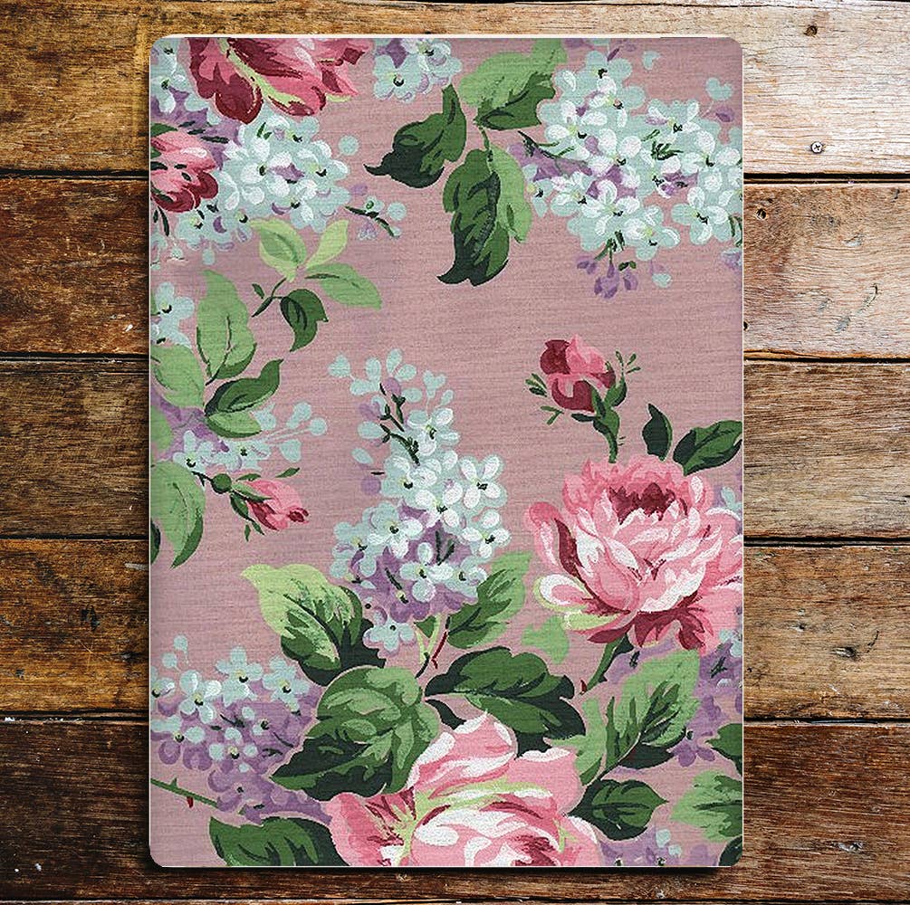Pink Roses White And Purple Flowers Metal Sign Plaque