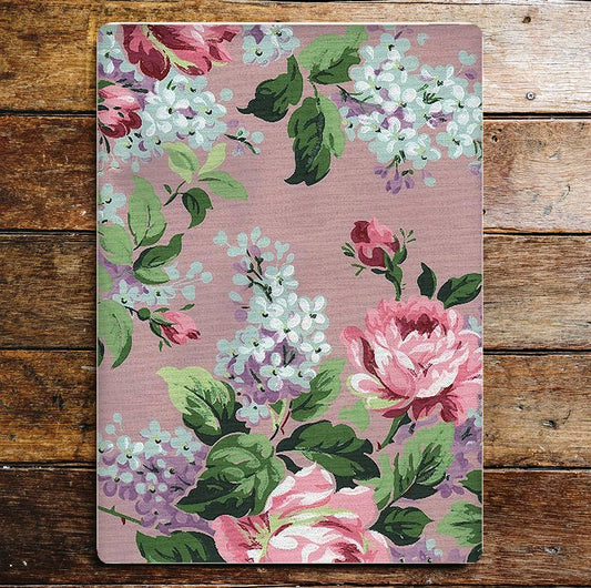 Pink Roses White And Purple Flowers Metal Sign Plaque