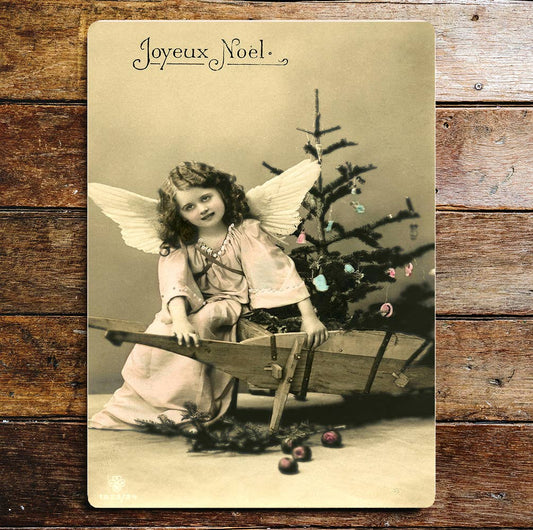 Merry Christmas Child angel Night Wall | Metal Sign Plaque