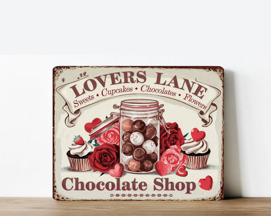 Lovers Land Chocolate Shop | Metal Sign Plaque