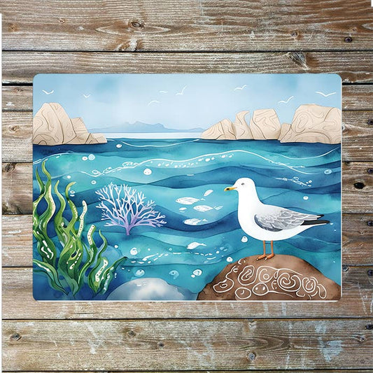 Watercolor Seagull Sea Nautical | Metal Sign Plaque