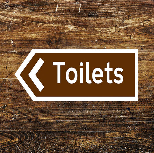 Toilets Directions Notice Left | Metal Sign