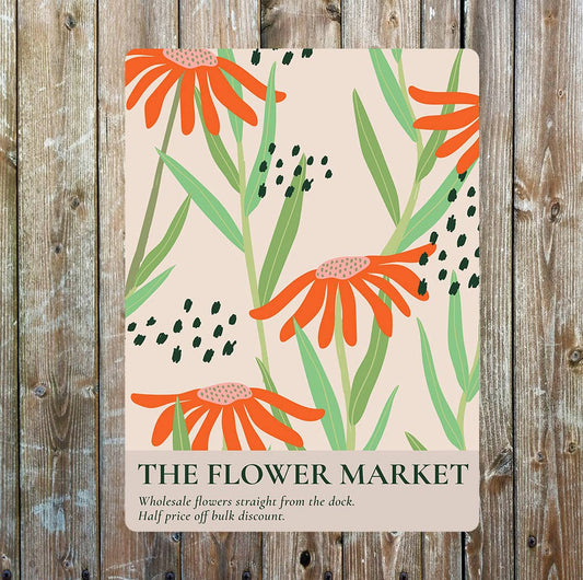 The Flower Market Flower Design Metal Wall Sign Plaque