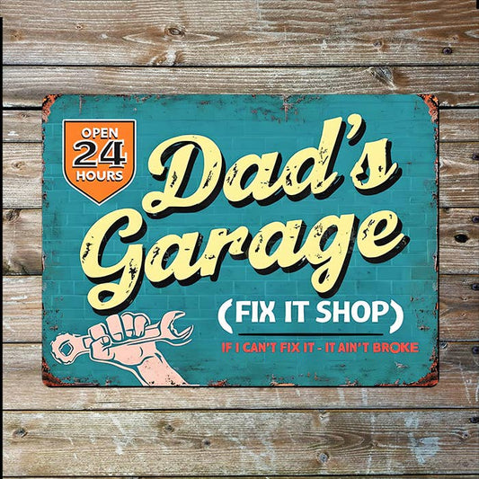 Dad's Garage Fix It Shop | Father's Day | Metal Sign Plaque